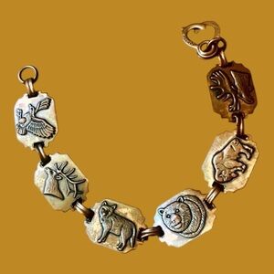 Solid Copper SW Panel Bracelet of Wild Moose, Bear, Bison, Wolf, Eagle, Elk  7”